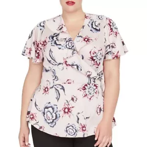 RACHEL ROY NEW Women's Plus Size Floral-print Wrap Blouse Shirt Top TEDO - Picture 1 of 2