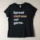 District Womens Spread Kindness Not Germs Gray Top T-Shirt XXL PLUS SIZE