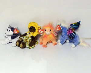 Ty Beanie Babies Bears lot of 4 Sunflower Lion Wolf and Flying Horse  - Picture 1 of 1