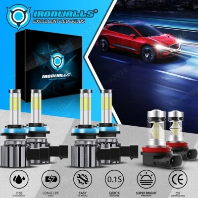 6-sides H11 H9 H8 LED Headlight High Low+Fog Lights For Buick Verano 2012-2017 - Image 1 of 4