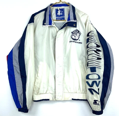Vintage Georgetown Hoyas Starter Full Zip Windbreaker Jacket Small White Ncaa Cover