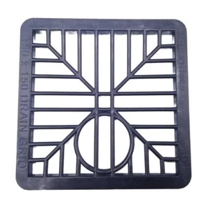 Black Square Gully Grid Drain Cover Grate Plastic Outdoor 6 inch 150x150mm - Picture 1 of 3