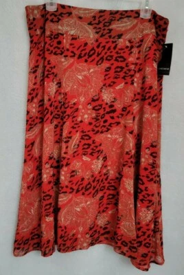 Jones Wear Womens Skirt Size 18 Red Black Beige Leopard Floral NEW - Image 1 of 4