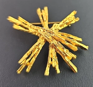 Vintage signierte VANS AUTHENTICS Brosche goldfarben brutalistisches Design - Bild 1 von 7