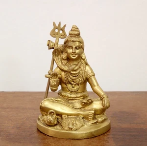 Shiva Statue Brass Hindu Idol Small Deity Sculpture Temple Mandir Puja Figurine - Picture 1 of 5