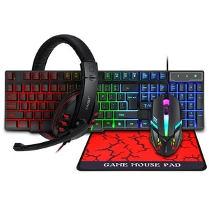 T-WOLF TF800 Gaming Combo 104 Keys Keyboard 4-color Breathing Light Mouse Pad - Picture 1 of 12