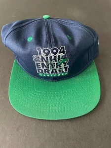 1994 HARTFORD WHALERS NHL ENTRY DRAFT SNAPBACK HAT W/ TAG #1 APPAREL VINTAGE - Picture 1 of 7
