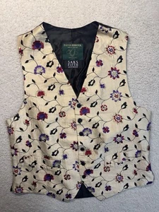Favourbrook London Brocade Vest Natural Abalone Shell Buttons Mens 44 Waistcoat - Picture 1 of 18