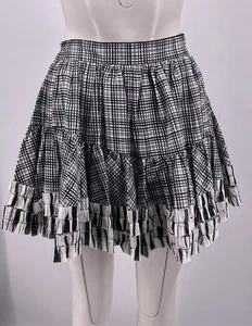 Aje. Memento Black/White Plaid Ruffle Mini Skirt sz 8 - Picture 1 of 5