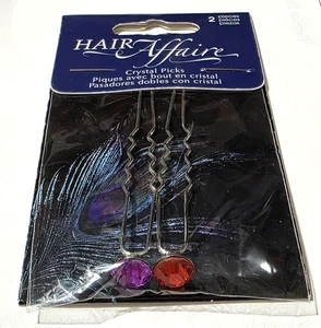 Peliquillos de pelo de cristal HAIR AFFAIRE - 2 piezas - RUBÍ/PÚRPURA - Imagen 1 de 3