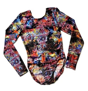 GK Elite VTG 1992 Aztec Grunge Kilim Leotard Bodysuit LS Size AXS Adult XS - Picture 1 of 16