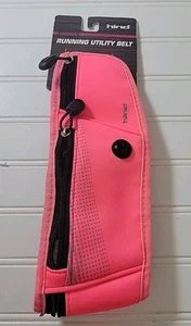 Running Belt PINK 3 Zipper Pockets Active Hiking HEADPHONE JACK, ONE SIZE, HIND - Picture 1 of 5