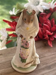 VTG Franklin Mint Woodhouse Mouse Celestine Figurine bride porcelain 1985 Weddin - Picture 1 of 8