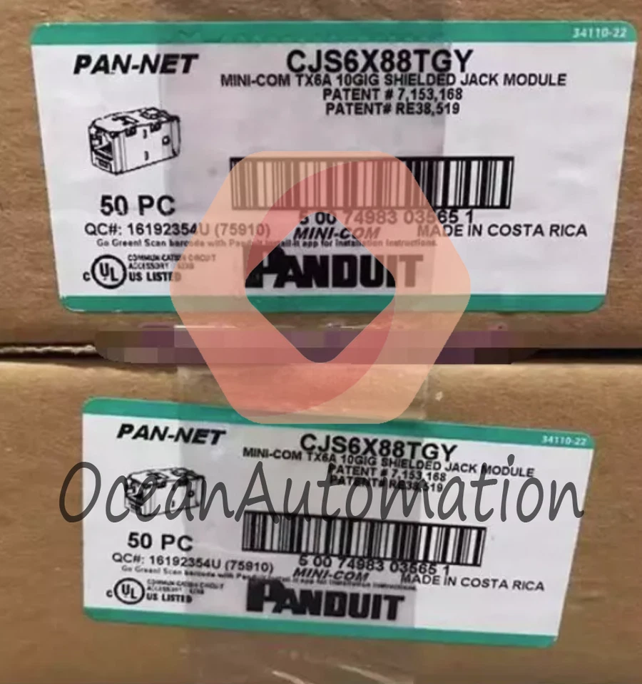 New 50PCS CJS6X88TGY Mini-Com TX6A 10GIG Shielded Jack Module - Image 1 of 1