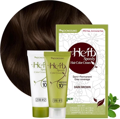 DONGSUNG BIO PHARMACEUTICAL Herb Speedy PPD Free Hair Dye, Ammonia, Paraben Free, Vegan Hair Color Deep Brow