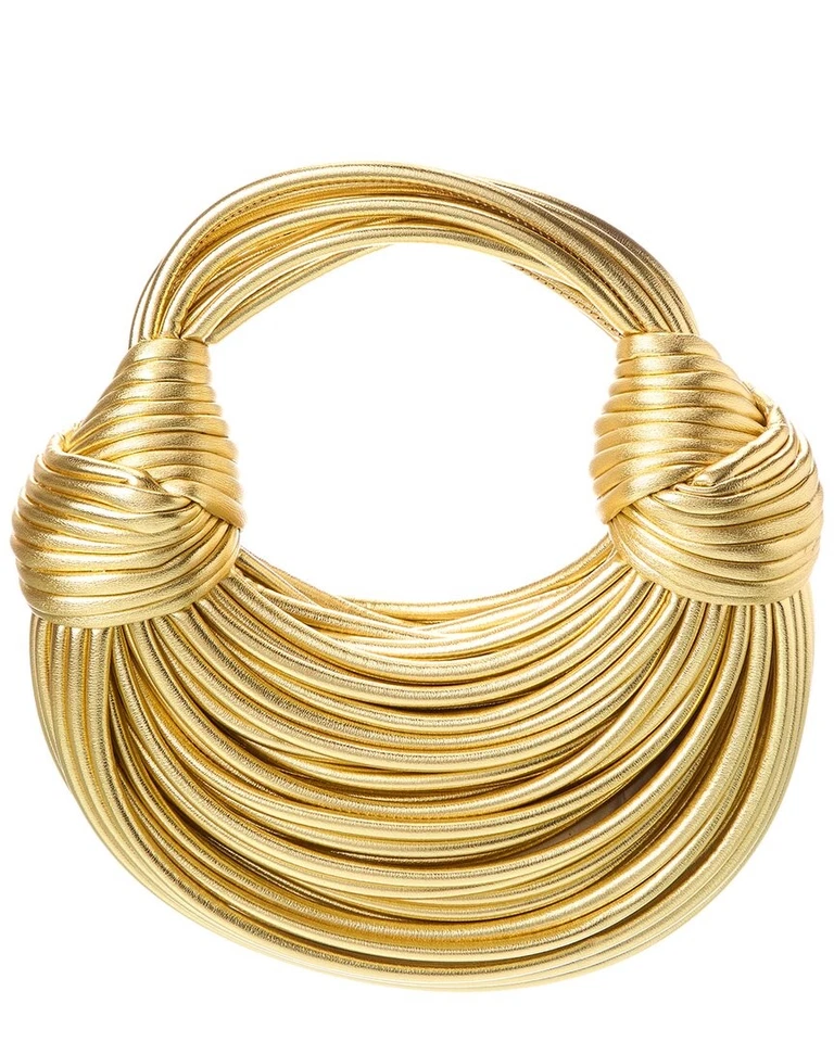 Cartera de mujer Tiffany & Fred Paris de cuero liso con cuerdas dorada Foto 1 de 4