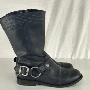 Harley Davidson Harness hohe Motorradstiefel blau Leder Damengröße 7 Reißverschluss - Bild 1 von 8