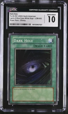 Yugioh CGC 10 Dark Hole LOB-052 Super Rare Glossy Unlimited EXTREMELY RARE - Image 1 of 2