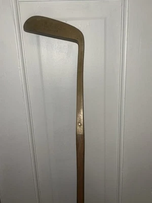 Vintage WE Harness Putter RH Brass Putter. Hickory Shaft - Image 1 of 4