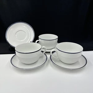 Dansk Christianshavn Blue (3) 4 7/8” Jumbo Cup & Saucer Sets Bistro •PRISTINE• - Picture 1 of 23