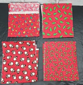 Restos de tela roja de Navidad 4 piezas 0,13 x 1,25 yardas acolchado artesanía costura vacaciones - Imagen 1 de 8