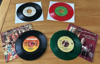 Vinyl 45 Christmas 7" Record Lot Elvis Jimmy Buffett Kinks Band Aid 4 Records Foto 1 de 4