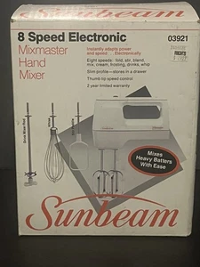 Sunbeam Mixmaster 8 Speed Hand Mixer W/ Attachments White Vintage RARE - Picture 1 of 3