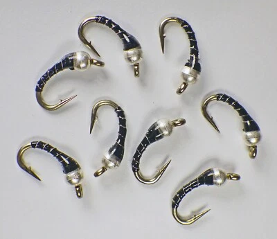 Zebra Midge Tungsten Nymphs Silver Black - Premium Trout Fly Fishing Flies - Image 1 of 4