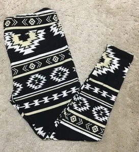 LuLaRoe Leggings ~ TC2 ~ AZTEC TRIBAL ~ BLACK WHITE CREAM ~ UNICORN 18+ NWOT - Picture 1 of 4