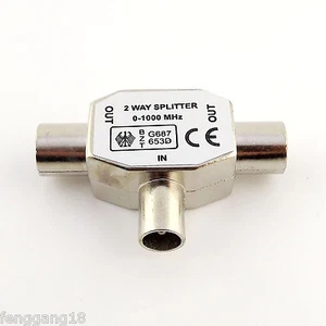 PAL TV IEC DVB-T 1M/2F 2 vías divisor de señal de antena coaxial aérea metal interior - Imagen 1 de 6