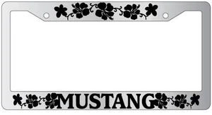 Chrome License Plate Frame MUSTANG HIBISCUS Auto Accessory 1802 - Picture 1 of 1