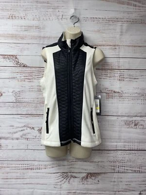 Marc New York Women's Vest white fleece w black puffer trim medium WS- 22 Foto 1 de 4
