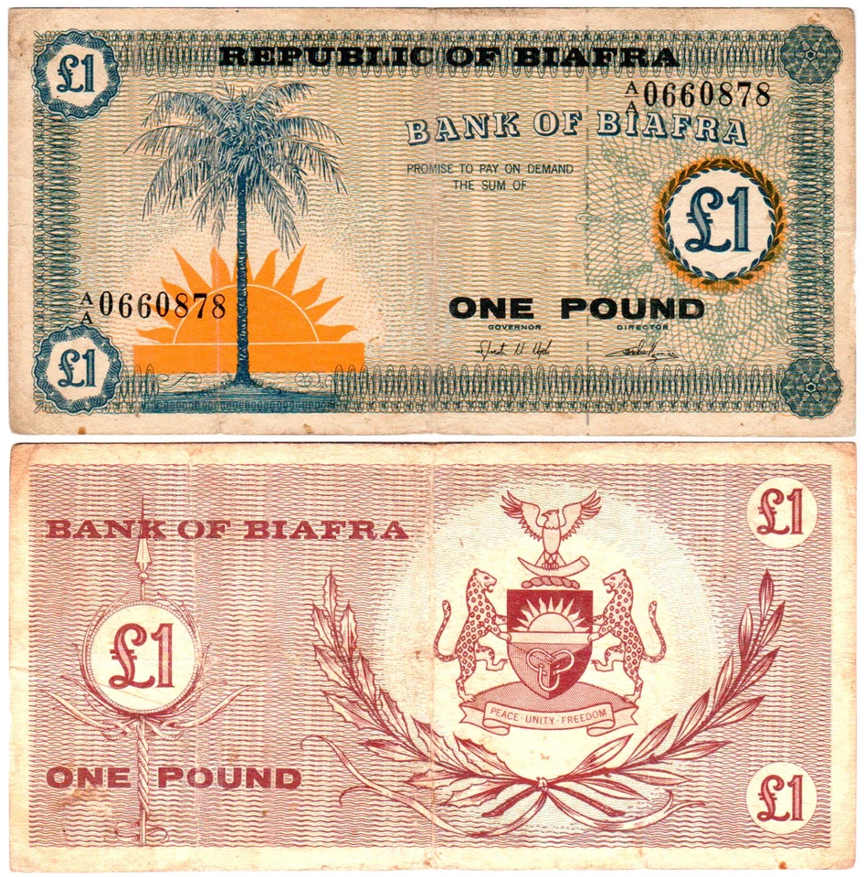 Biafra 1 Pound P#2 (1968) Bank of Biafra *A/A Prefix* VF - Image 1 of 1