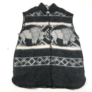 Robben Alexander Cardigan Sweater Jumper Vest Mens M Wool Buffalo Bison Buttons 