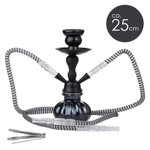 Wasserpfeife Shisha Nargile Set Essaouira 2er Schlauch Hookah schwarz matt Glas