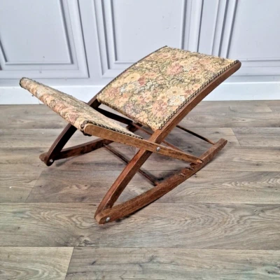 Antique Solid Wooden Vintage Adjustable Gout Rocker - Rocking Foot Stool Rest - Image 1 of 4