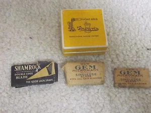 Vintage unused shaving razors-Gem & Shamrock brands,lot of 4 in vintage box - Picture 1 of 7