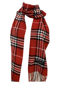 New Winter Womens Mens 100% Cashmere Wool Wrap Scarf Plaid Scarves Red (#02) - Picture 1 of 3