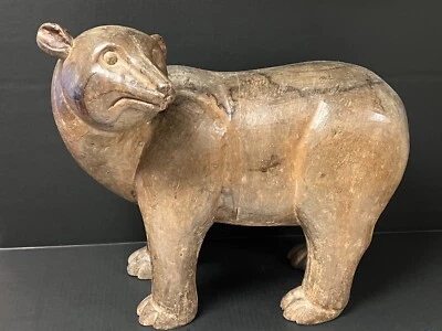 VINTAGE CARVED WOOD POLAR BEAR PAPER MACHE MOLD/SCULPTURE - Image 1 of 4