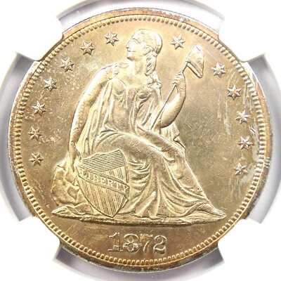 1872 Seated Liberty Silver Dollar $1 - NGC Uncirculated Detail (UNC MS) - Rare - Image 1 of 4