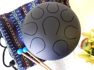 Tambor de lengua hecho a mano Wuyou 10 pulgadas tambor Hanpan, sonido pacífico, negro - Imagen 1 de 4
