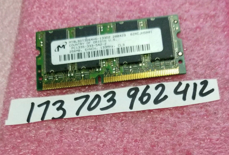 256MB 2RX16 SDRAM PC 133 PC133 SD CL3 16X16 144PIN NON-ECC DUAL RANK 16X16 CL3 - Image 1 of 1