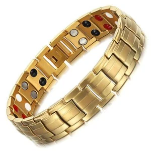 Pulsera magnética unisex de oro rosa titanio 4 en 1 ayuda a aliviar el dolor de la artritis - Imagen 1 de 4