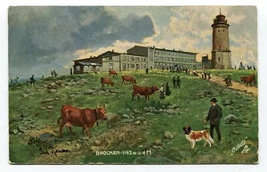 POSTAL A/S TUCK & SONS c1907 BROCKEN, ALEMANIA - BROCKEN HOTEL Pintura de artista - Imagen 1 de 2