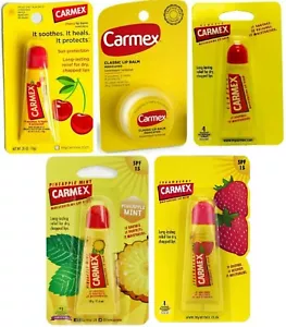Balsamo per labbra Carmex ciliegia, tubo fragola, sapore di ananas venditore UK gratuito - Foto 1 di 12