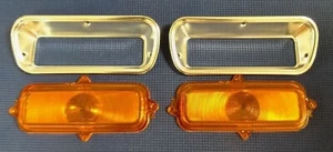 1963-1966 CHEVROLET PICK-UP TRUCK FRONT PARK LAMP LIGHT LENS AND BEZEL SET - Foto 1 di 2