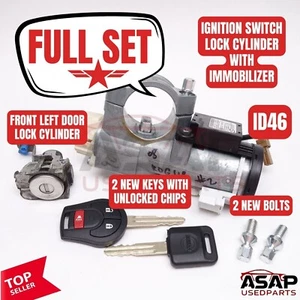 ⏰ INTERRUPTOR DE ENCENDIDO + CILINDRO CERRADURA PUERTA IZQUIERDA + 2 LLAVES ID46 NISSAN ROGUE 2008-2015 - Imagen 1 de 13