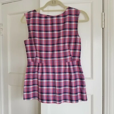 Theory 格子无袖上衣,缩褶腰侧拉链 XS 码 — 第 1/4 张图片