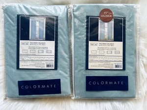 Set Of 2 Vintage Colormate Tailored Valance 55”W X 15”L Bluish Green Textured - Picture 1 of 12