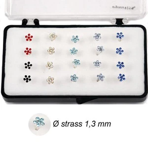 1 Orecchini Piercing Naso Nasini Fiore Argento 925 cristallo colorato 4 mm - Imagen 1 de 7